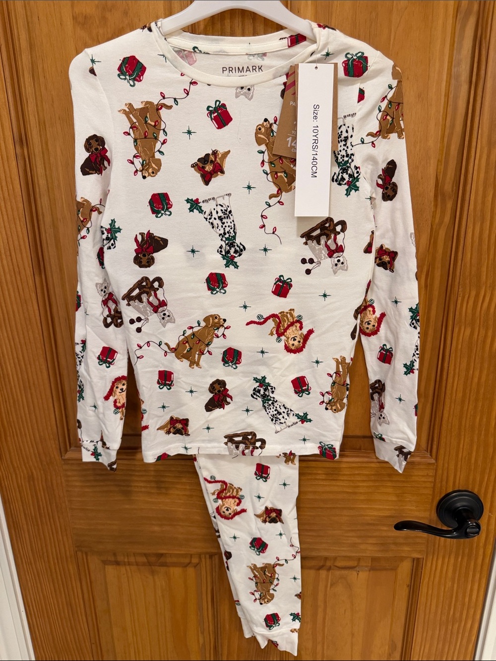 Primark Cotton Kids Holiday Print Pajama Set Size 10